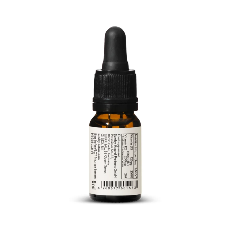 Vitaminë D3 + K2 MK-7 me Dozë të Lartë 5000 IU + 200µg Pika